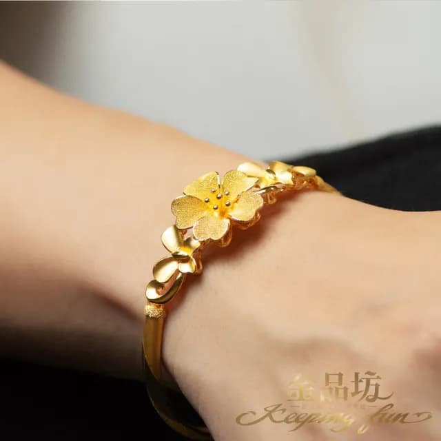 【金品坊】黃金手鍊花環蝶心手環 5.08錢±0.03(純金999.9、黃金手鍊、黃金手環)