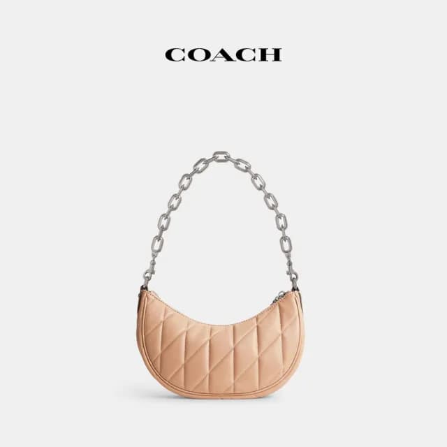 【COACH】蔻馳官方直營 MIRA 豐盈絎縫單肩手袋 單肩包 肩背包-淺黃色(CP148)