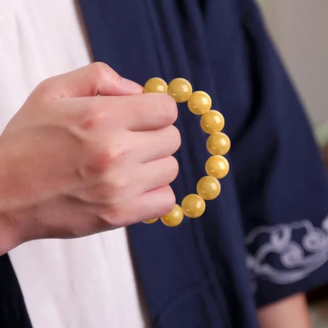 【LEEHER】雙11 金絲玉/黃玉手鍊/招財納福/招桃花/手鍊串珠/保平安/送媽媽/玉石/手串/手鍊/手環