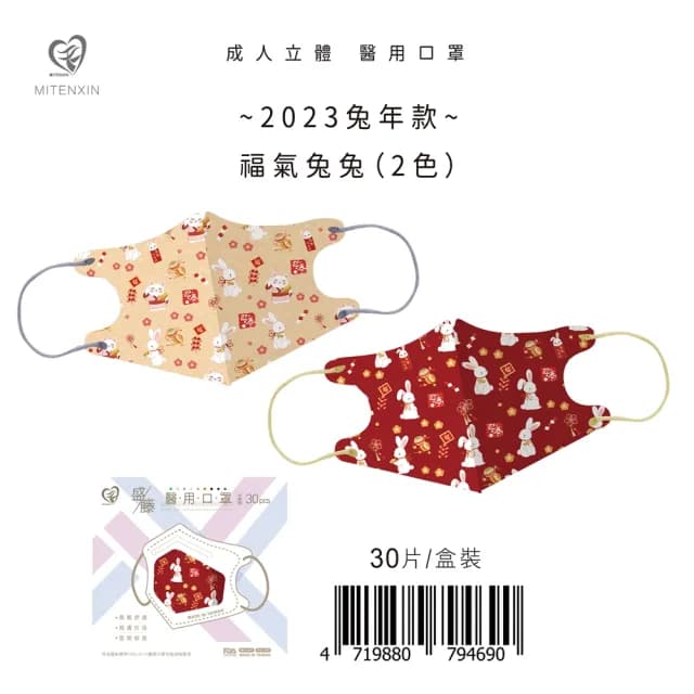 即期品【盛籐 天心】聖誕節 3D成人立體醫療口罩 龍年 過年 口罩(交換禮物 99限定)