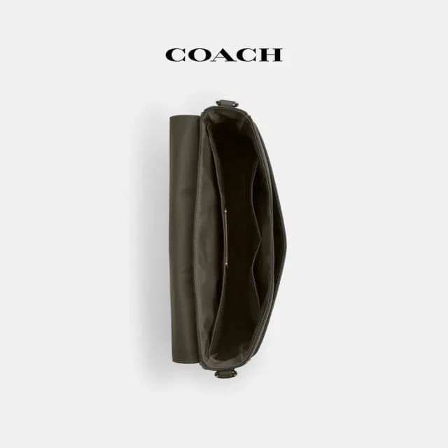 【COACH】蔻馳官方直營 WARNER經典Logo皮革郵差包 騎行手袋 騎行包 斜背包-1J/橄欖綠色 土褐色(CAJ81)