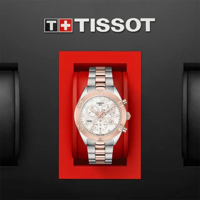 【TISSOT 天梭 官方授權】PR100 SPORT 真鑽三眼計時女錶/38mm 手錶 送禮 推薦(T1019172211600)