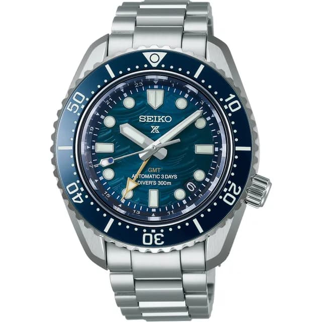 【SEIKO 精工】Prospex 60週年限量 三日鍊 藍色波浪 GMT潛水300米機械錶 禮物 送禮(6R54-00N0B/SPB509J1)