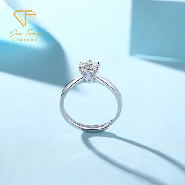 【CF鑽飾】戒指 莫桑鑽《經典六爪》(1克拉 七夕 女戒 鑽戒 禮物送禮 求婚  生日)