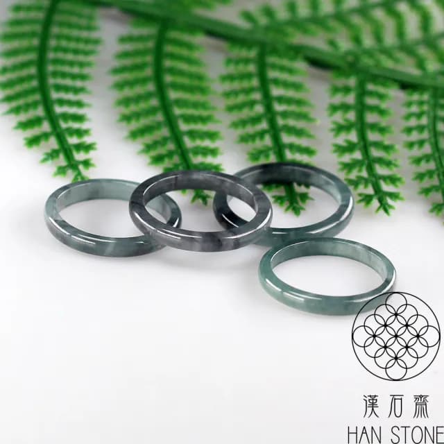 【漢石齋】情人節禮物 天然翡翠A貨 全玉戒指 冰種山水墨翠(厚度2.5mm)