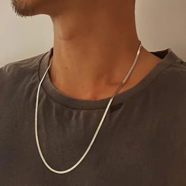 【CReAM】Cedric鈦鋼銀色扁蛇鍊中性男性男項鍊(生日 禮物 送禮 禮盒)