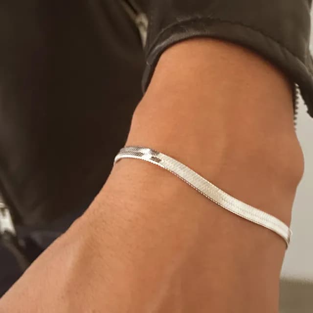 【CReAM】Huba不鏽鋼蛇鍊扁鍊中性男性手環手鍊(生日 禮物 送禮 禮盒)