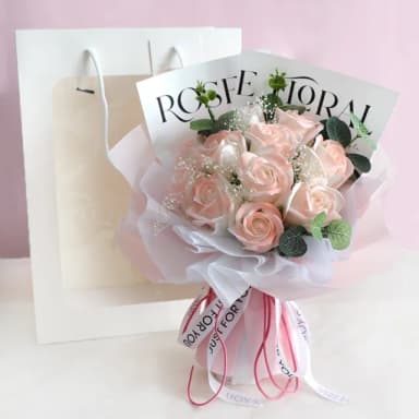 【碎冰藍】不凋花 仿真玫瑰花束 香皂花束 永生花(情人節 生日禮物 送女孩 畢業花束 交換禮物 教師節)