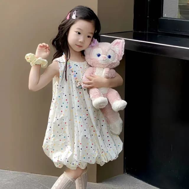 【橘魔法】彩色點點篷篷燈籠無袖洋裝(連衣裙 連身裙 洋裝 背心裙 女童 童裝 兒童)
