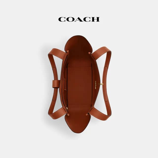 【COACH】蔻馳官方直營 HADLEY旋鎖托特手袋-IM/棕黃色(CBH00)