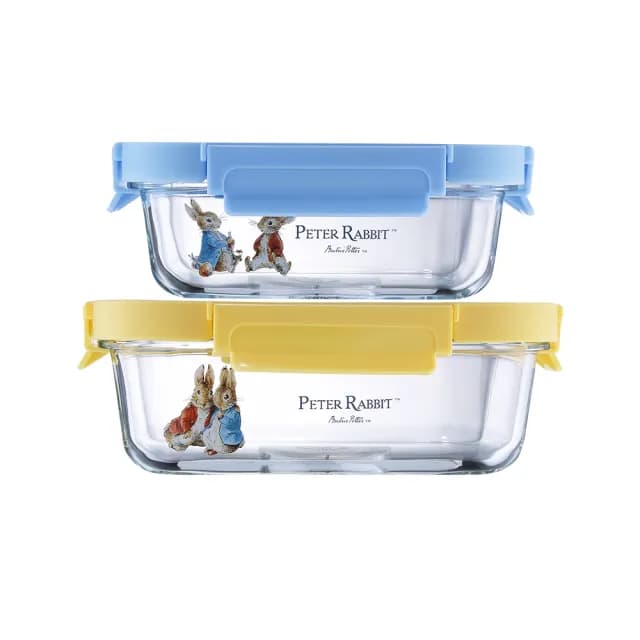 【CorelleBrands 康寧餐具】比得兔耐熱玻璃保鮮盒兩件組(660ML+1060ML)