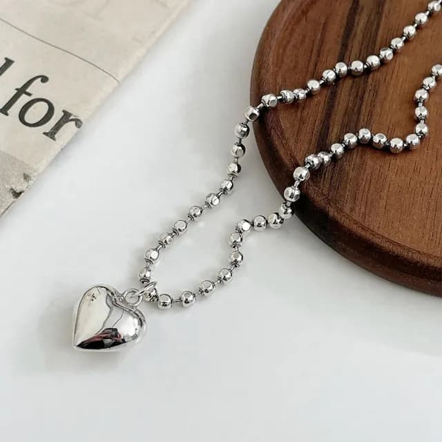 【KT DADA】純銀項鍊 S925 抗敏感 簡約 百搭 復古 鎖骨鏈 禮物 飾品 項鍊 女生項鍊 愛心項鍊 韓國項鍊