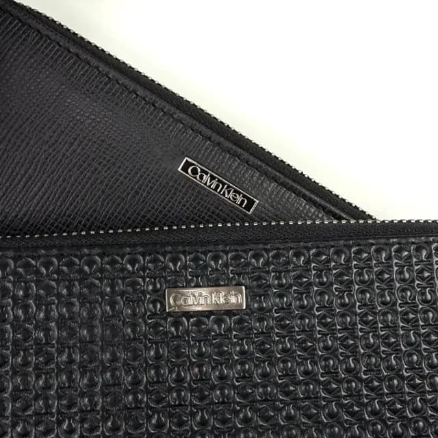 【Calvin Klein 凱文克萊】CK 滿版 防刮 防盜 真皮長夾 零錢袋 錢包 CK 禮盒 皮夾 送禮(長夾1048)