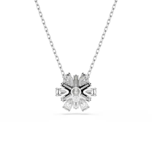 【SWAROVSKI 施華洛世奇】Idyllia 鏈墜 混合式切割 雪花 白色 鍍白金色