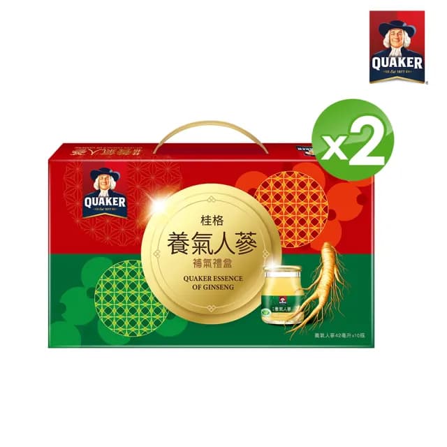 【QUAKER 桂格】養氣人蔘滋補液禮盒42mlx10入x2盒(禮盒／禮盒推薦)