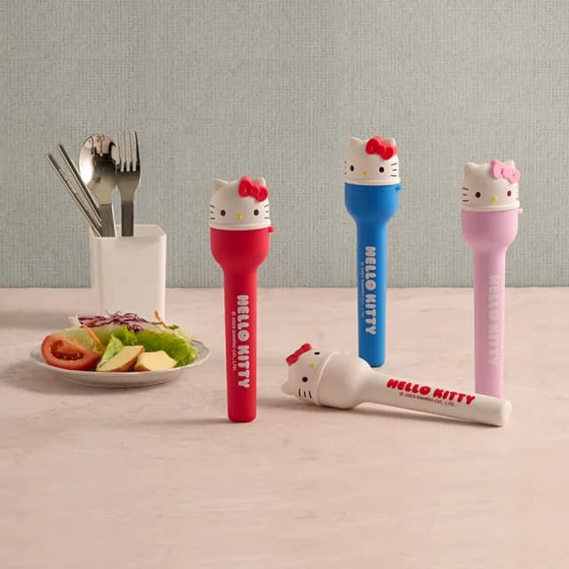 【HELLO KITTY】造型隨行不鏽鋼餐具組-6色可選(FS06)