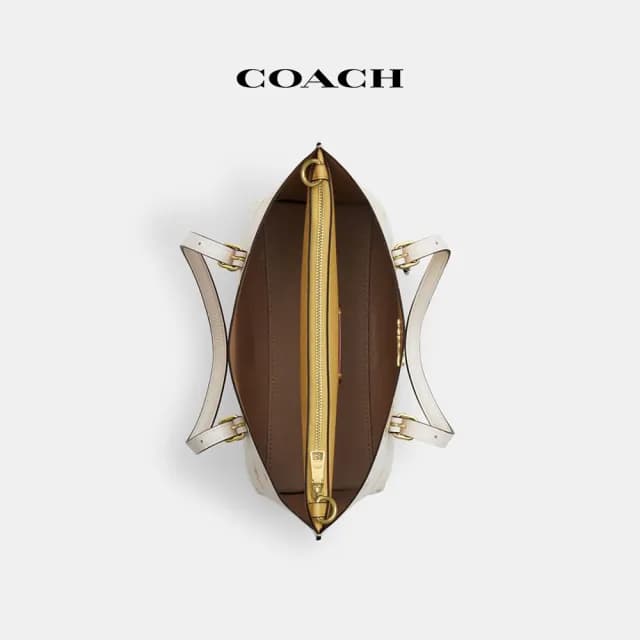 【COACH】蔻馳官方直營 MOLLIE花卉印花 25號托特手袋-IM/粉筆白色 混合色(CAL44)