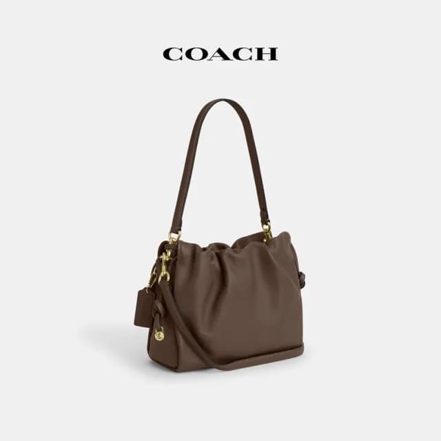 【COACH】蔻馳官方直營 FAYE拉繩手袋-IM/深褐色(CT763)