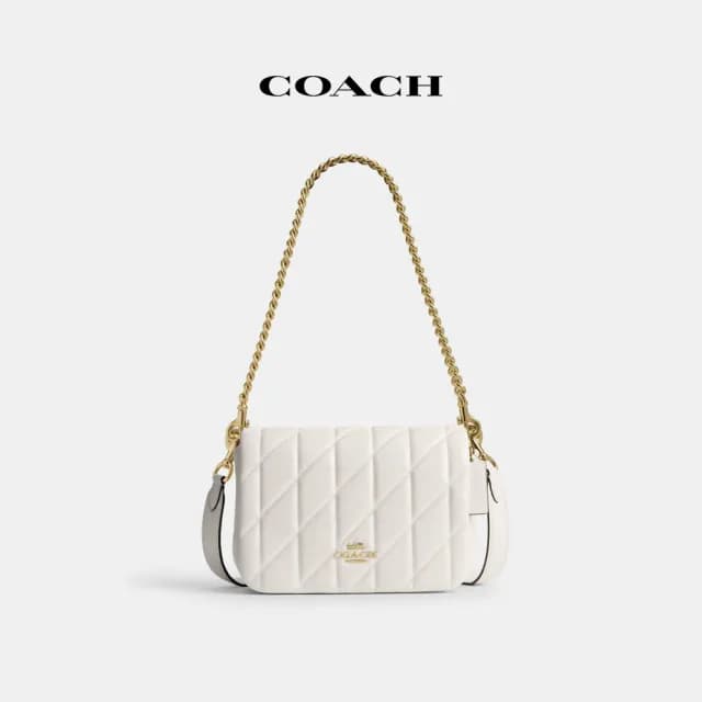 【COACH】蔻馳官方直營 QUINN絎縫手袋-IM/粉筆白色(CY663)