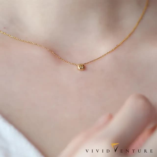 【Vividventure 亞帝芬奇】14K 8分 天然鑽石 黃彩鑽 鑽石 項鍊 芳登夕陽
