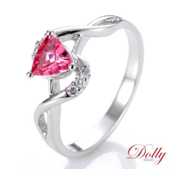 【DOLLY】18K金 天然豔彩霓虹尖晶石鑽石戒指(母親節 長輩送禮 交換禮物首選)