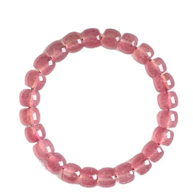 【Paiya 派亞】7A高品草莓晶手串女款絕美粉色水晶串珠手鏈女生招桃花好運老型珠