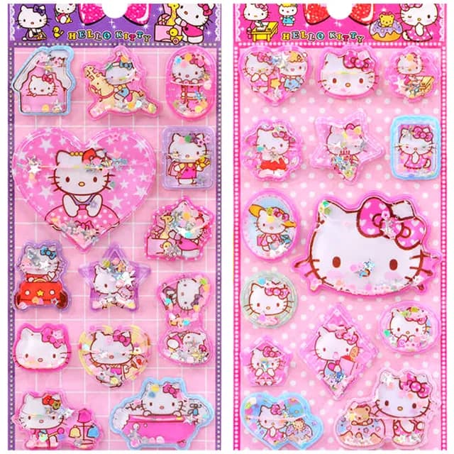 【TDL】凱蒂貓HELLO KITTY立體貼紙帶水搖搖貼紙玩具隨機2張 656185(生日禮物 聖誕節 平輸品)
