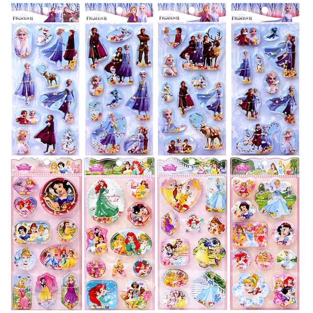 【TDL】迪士尼公主冰雪奇緣立體貼紙帶水搖搖貼紙玩具隨機2張 481463/491745(生日禮物 聖誕節 平輸品)