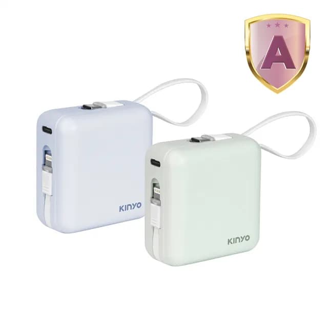 【KINYO】WH標示 10000mAh 10.5W 搖搖大方塊自帶線行動電源(KPB-2303 Type-C/蘋果)