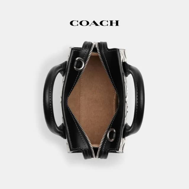 【COACH】蔻馳官方直營 ANDREACARRYALL經典Logo迷你手袋-銀色硬體/白堊彩(CO973)