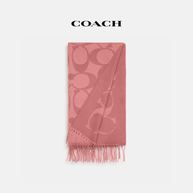 【COACH】蔻馳官方直營 經典Logo大尺寸圍巾-多色任選 線上限定(CU807/CU808)