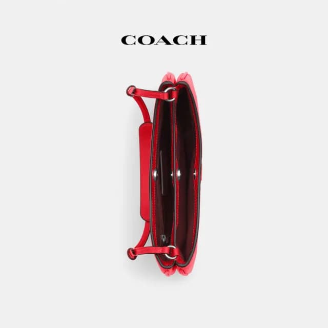 【COACH】蔻馳官方直營 PENELOPE單肩手袋-銀色硬體亮罌粟花紅色(CP101)