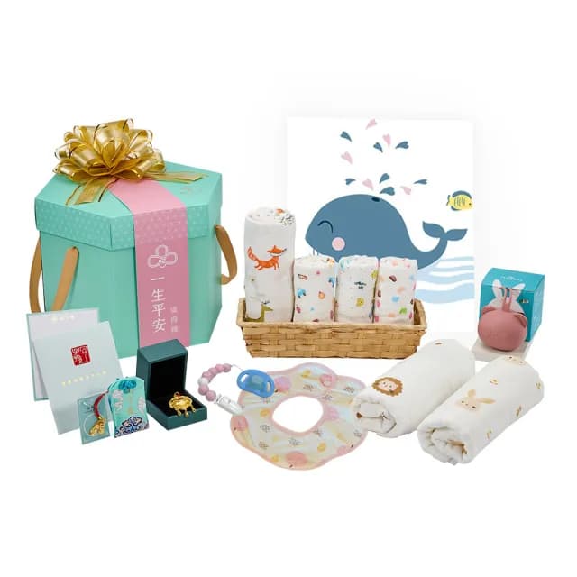 【御守護 Purestore】彌月禮盒 一生平安-女寶款(彌月禮 生日禮 滿月禮 新生兒禮)
