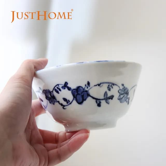 【Just Home】Home日本製羽葉菊陶瓷8件/10件碗盤餐具組(可微波 碗 飯碗 碗盤 盤 湯盤 深盤 餐具組 送禮)