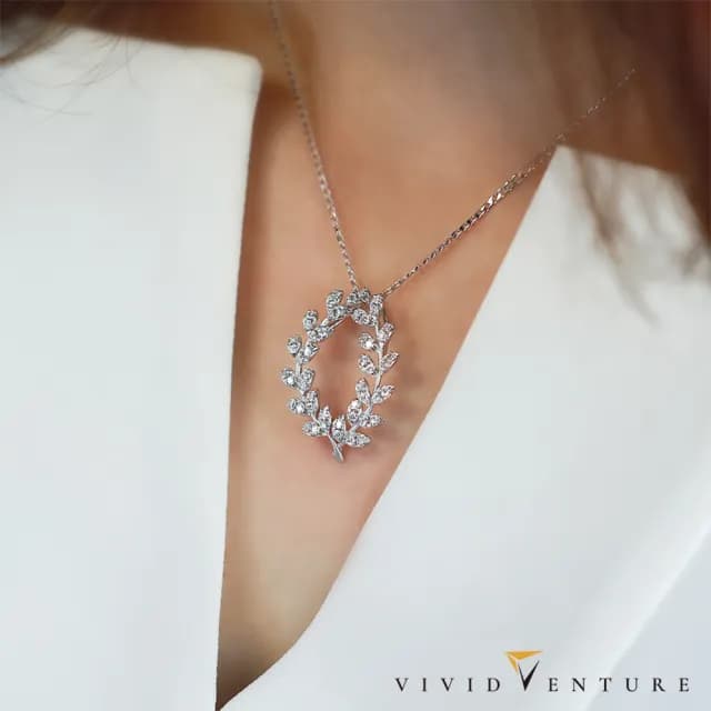【Vividventure 亞帝芬奇】14K 70分 天然鑽石 鑽石 項鍊 榮耀桂冠
