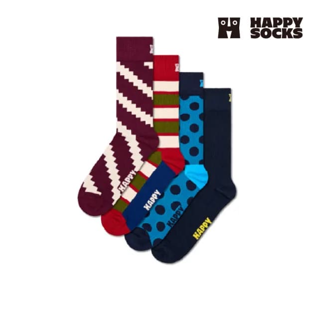 【Happy Socks】Holiday Gift系列-新復古4入組(時尚款/穿搭款/禮物)