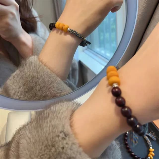 【LEEHER】父親節禮物 佛珠手鍊/小葉紫檀/女手鍊/小紅書同款/編織手繩/編織手鍊/禮物/招財手鍊/開運手鍊/手