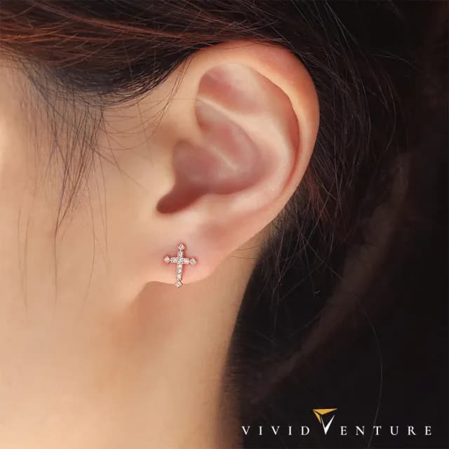 【Vividventure 亞帝芬奇】14K 10分 天然鑽石 鑽石 耳環 任選 恩典記號 NO.56(白K金色/玫瑰金色/黃K金色)