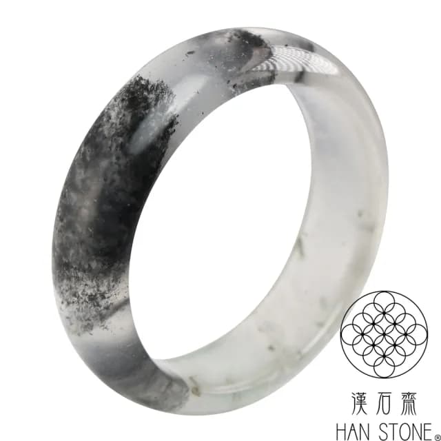 【漢石齋】情人節禮物 天然水沫玉 寬版手鐲玉鐲 玻璃種飄花(手圍18.2/版寬19.1mm)
