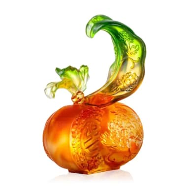 【琉璃工房 LIULI】喜報春 橘和柿 入厝禮轉任/感謝(送禮/琉璃/禮物/水晶/藝術品/禮贈/企業)