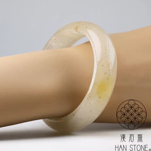 【漢石齋】情人節禮物 天然水沫玉 寬版手鐲玉鐲(手圍18.1/版寬17.5mm)