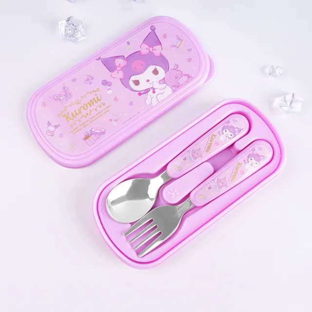 【優貝選】三麗鷗 酷洛米/美樂蒂/布丁狗/大耳狗/帕恰狗 兒童學習叉匙餐具套組(平輸品)