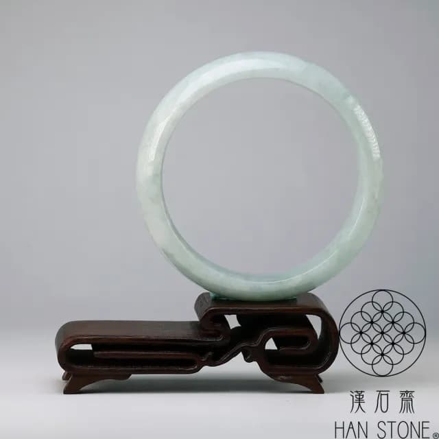 【漢石齋】情人節禮物 天然翡翠A貨 手鐲玉鐲 飄花種 福 利 品(手圍18.4/版寬15.1mm)