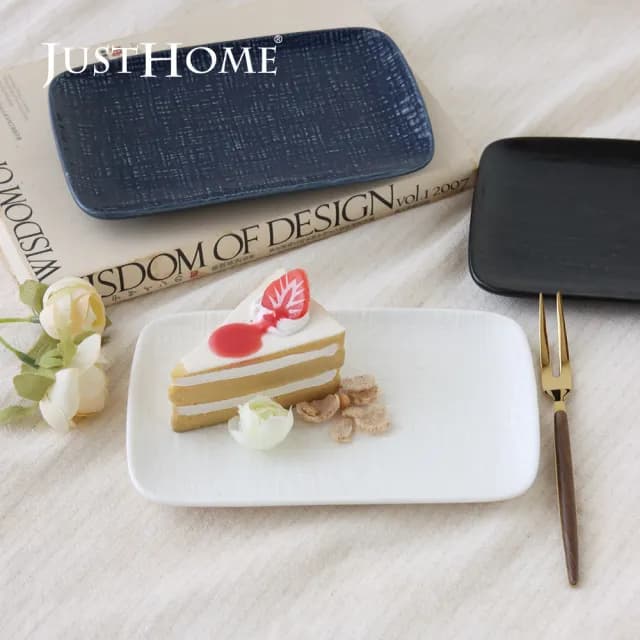 【Just Home】北歐織紋陶瓷碗盤餐具5件組-兩色可選(可微波 碗 飯碗 碗盤 餐盤 湯盤 送禮)