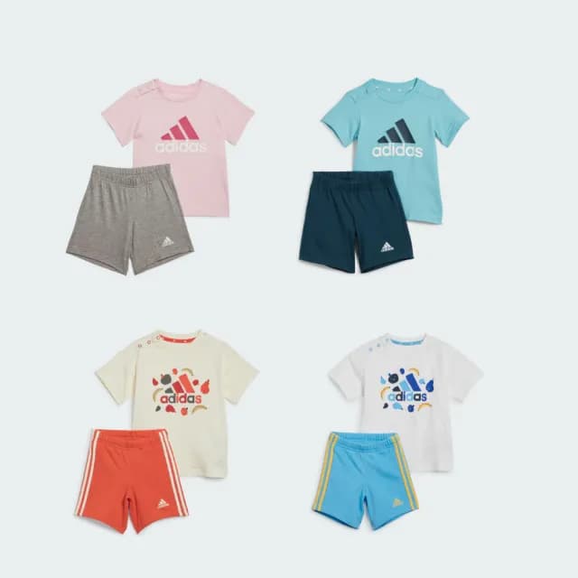 【adidas 愛迪達】ESSENTIALS 休閒運動套裝 短袖上衣+短褲 幼童款 童裝(多款任選)