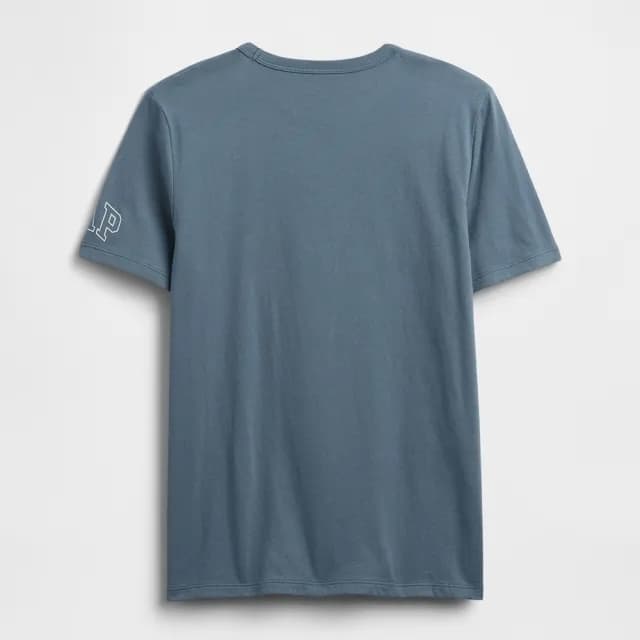 【GAP】男童裝 Gap x DC™正義聯盟聯名 Logo純棉印花圓領短袖T恤-灰藍色(824037)