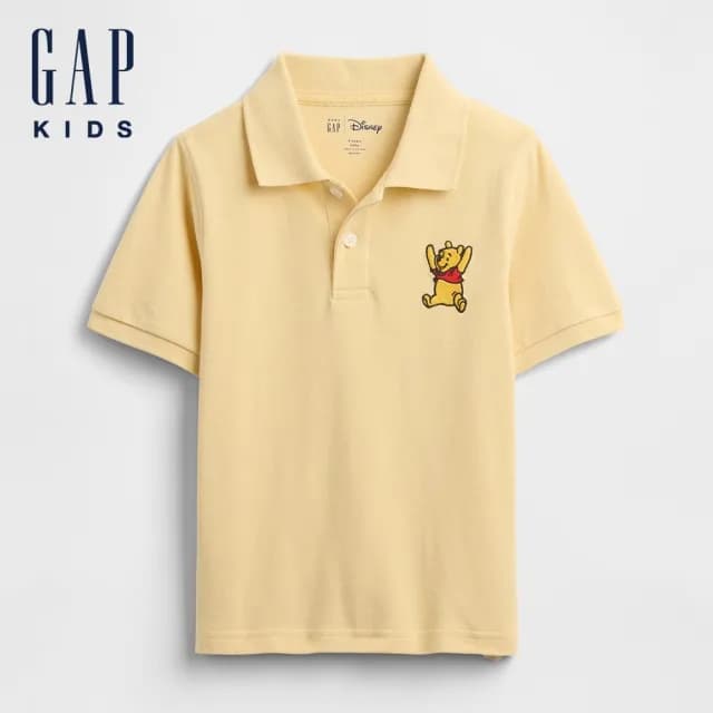 【GAP】男幼童裝 純棉刺繡短袖POLO衫-米黃色(794034)