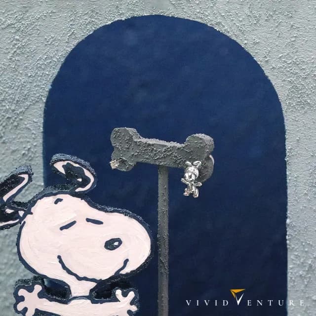 【Vividventure 亞帝芬奇】情人節禮物 史努比 14K 5分 天然鑽石 耳環 歡樂躍動(SNOOPY聯名系列 NO.02)