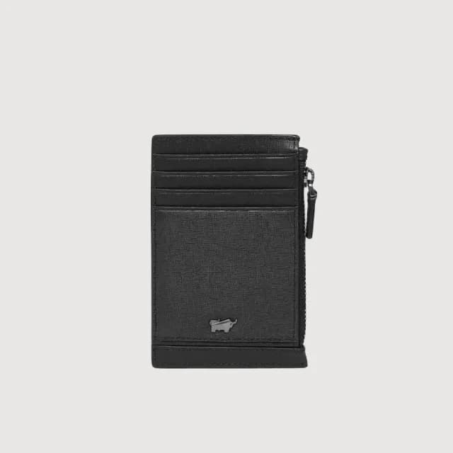 【BRAUN BUFFEL 德國小金牛】台灣總代理 維克多-D2 8卡零錢包卡夾-黑色(父親節禮物/BF512-154-BK)