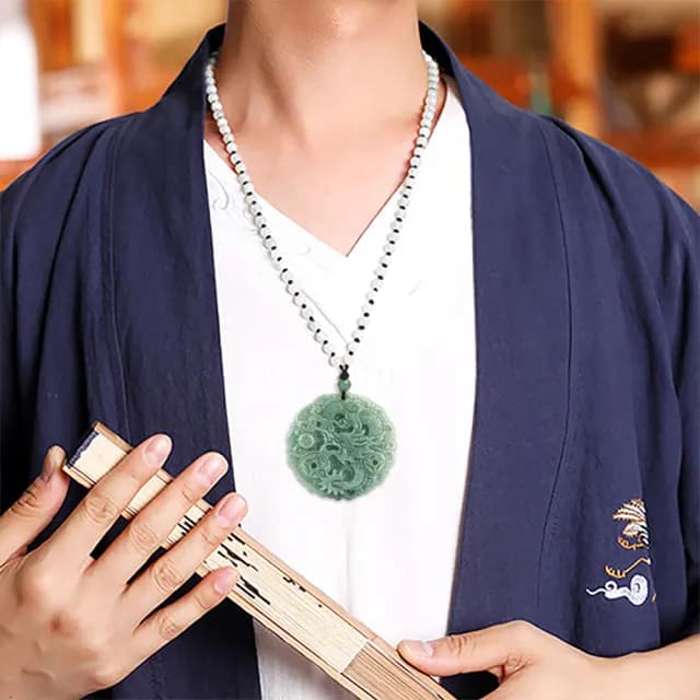 【KT DADA】龍項鍊 生肖項鍊 天然翡翠 龍牌項鍊 生肖龍 吊墜 冰種玉石項鍊 男女款 招財項鍊 項鍊 玉項